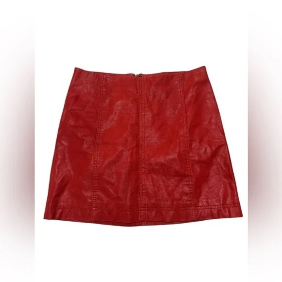 FREE PEOPLE - MODERN FEMME Faux Leather / SUEDE WESTERN INSPIRED MINI SKIRT - Picture 3 of 6